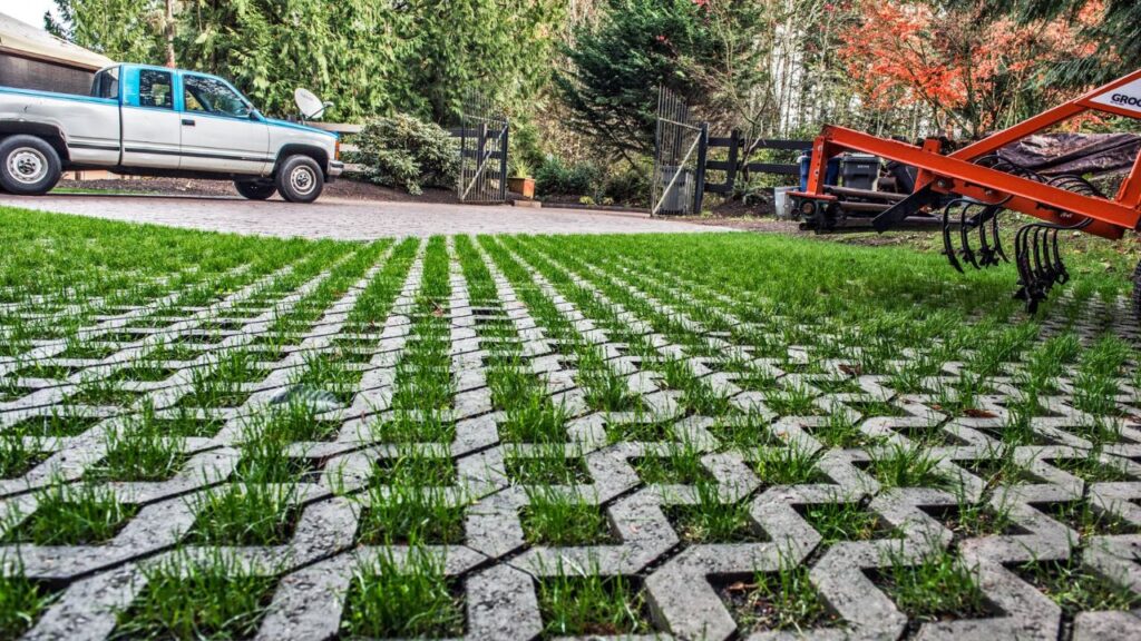 Permeable grid driveway